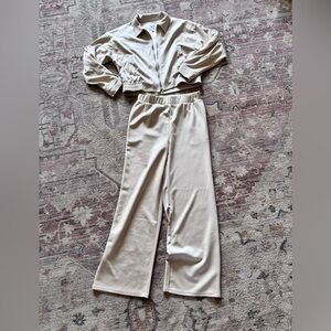 Le Lis Cream Wide Leg Jumpsuit with Elegant Silhouette